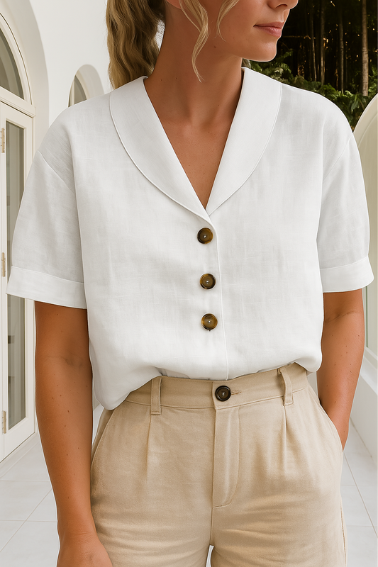 T-shirt voor vrouwen – Trendy katoenen en linnen top met comfortabele pasvorm