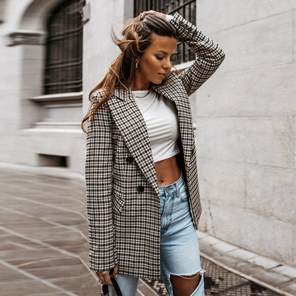 Blazer voor Dames – Geruite Blazer met Slim Fit en Stijlvolle Details