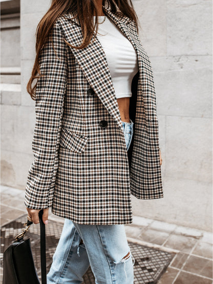 Blazer voor Dames – Geruite Blazer met Slim Fit en Stijlvolle Details
