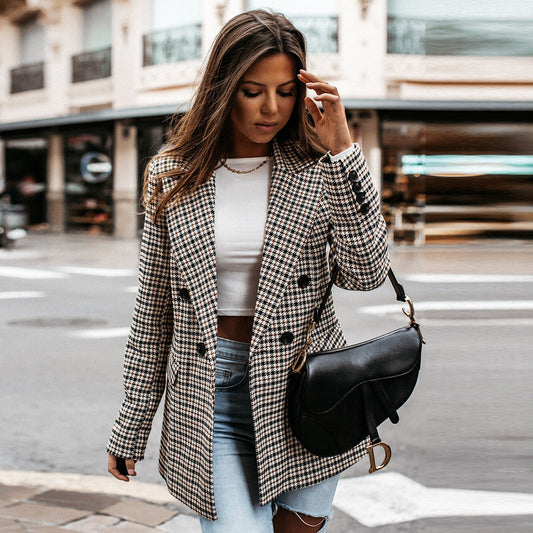 Blazer voor Dames – Geruite Blazer met Slim Fit en Stijlvolle Details
