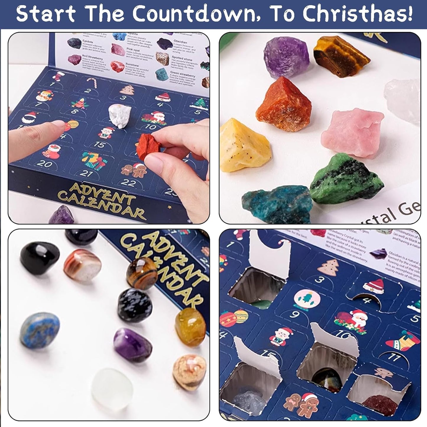 Kerst Adventskalender 2025 Edelsteen Blind Box 24 Stukken