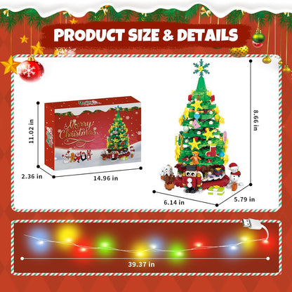 Adventskalender Kerstboom Bouwblok Set 24 stuks Licht Kit