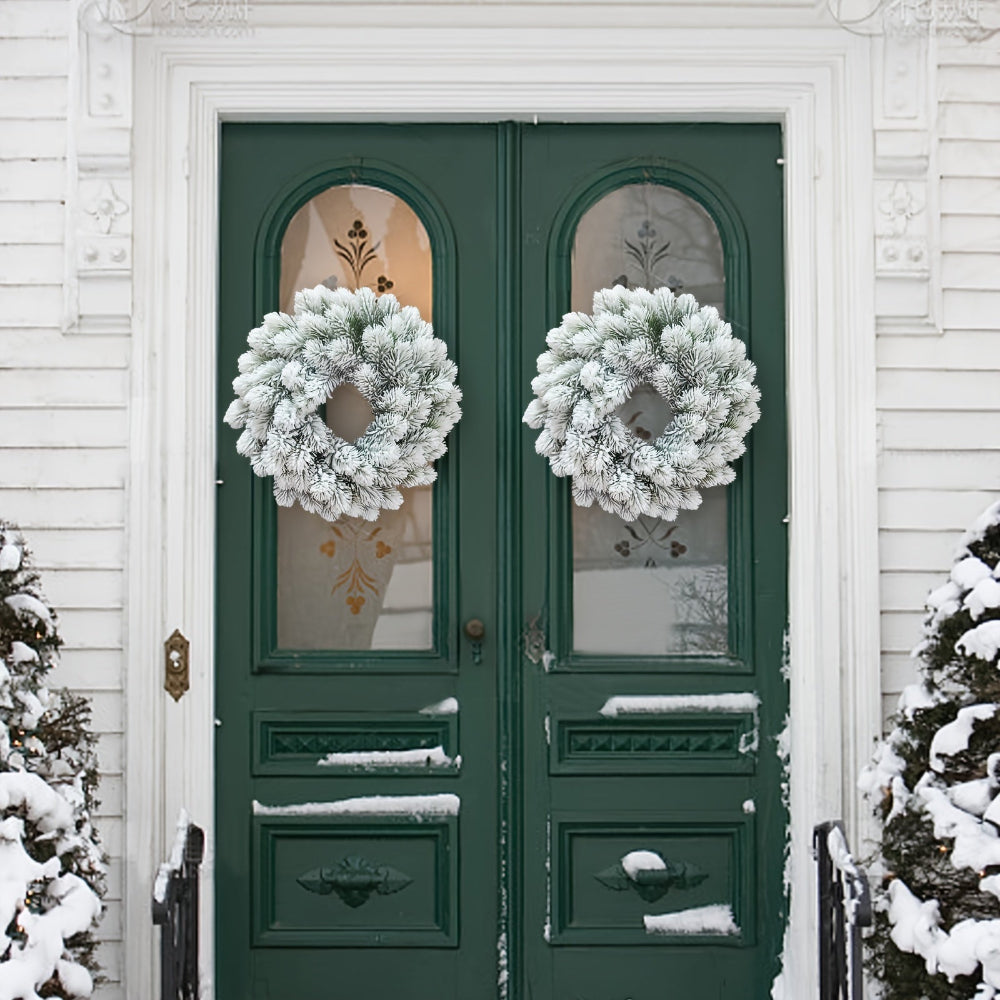 Kerstkrans Dennen Wanddecoratie Gevlokte Sneeuw