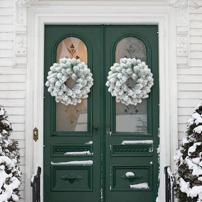 Kerstkrans Dennen Wanddecoratie Gevlokte Sneeuw