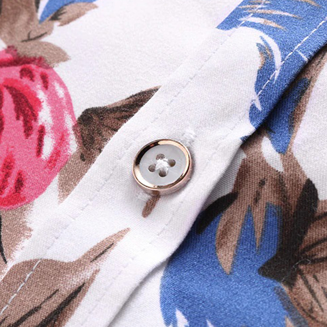 Heren Overhemd Bloemenprint – Langärmelige Casual Shirt voor Feest en Vrije Tijd
