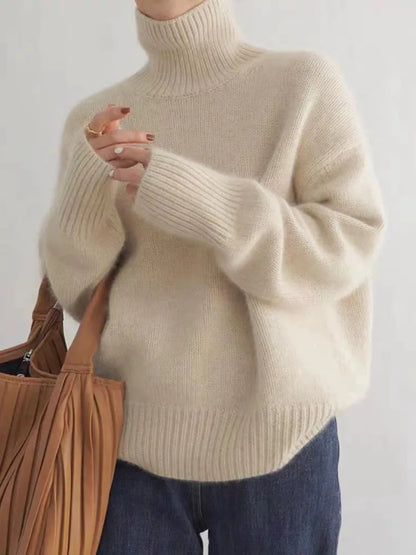 Trui Dames Col – Warme gebreide trui met hoge kraag voor casual stijl