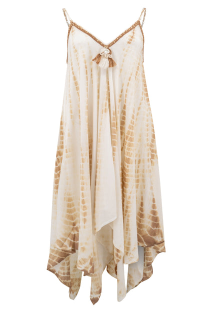 Jurk Dromenvanger Natuurlijke Tye Dye – Elegante Zomerjurk met Unieke Print