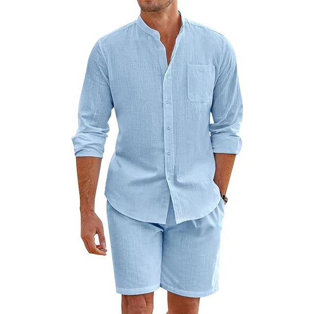 Heren Freizeithemd en shorts set – Comfortabele casual outfit voor zomer