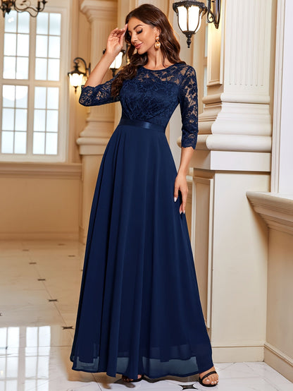 Maxi Jurk Dames – Elegante Lange Jurk met Kant en Chiffon voor Feestelijke Gelegenheden
