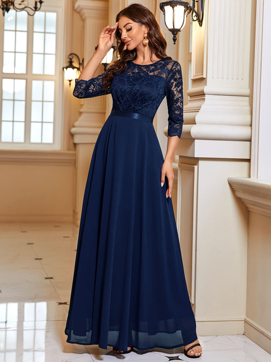 Maxi Jurk Dames – Elegante Lange Jurk met Kant en Chiffon voor Feestelijke Gelegenheden