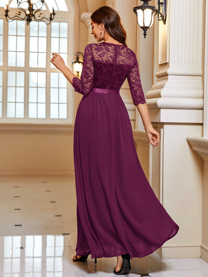 Maxi Jurk Dames – Elegante Lange Jurk met Kant en Chiffon voor Feestelijke Gelegenheden