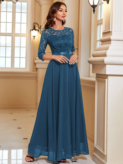 Maxi Jurk Dames – Elegante Lange Jurk met Kant en Chiffon voor Feestelijke Gelegenheden