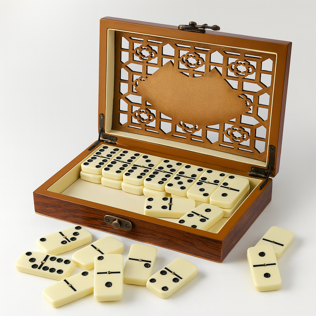 Domino Spel Opbergdoos Set Hout