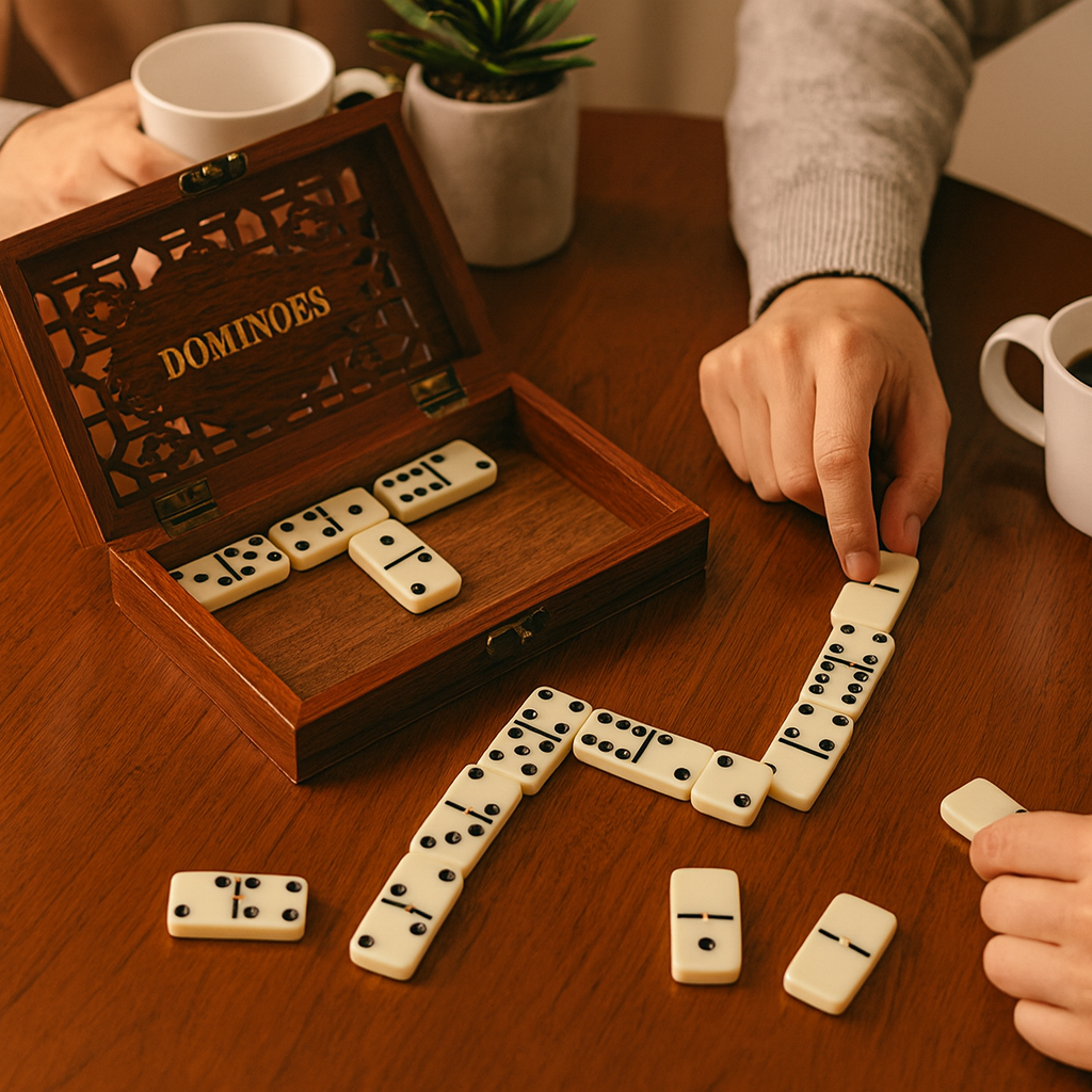 Domino Spel Opbergdoos Set Hout