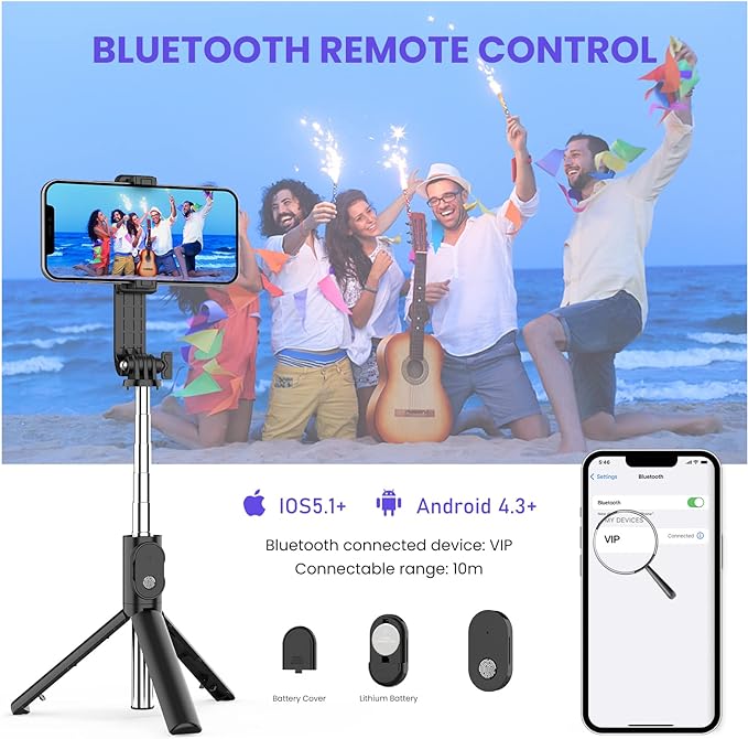 Draadloze Bluetooth Selfie Stick Met Vullicht 6 In 1