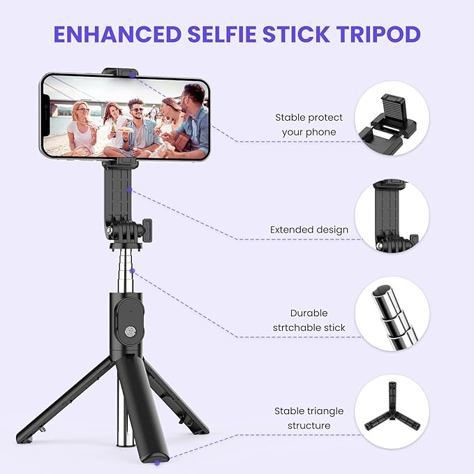 Draadloze Bluetooth Selfie Stick Met Vullicht 6 In 1