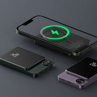 Draadloze magnetische snellader powerbank hoogcapaciteit back-up batterij