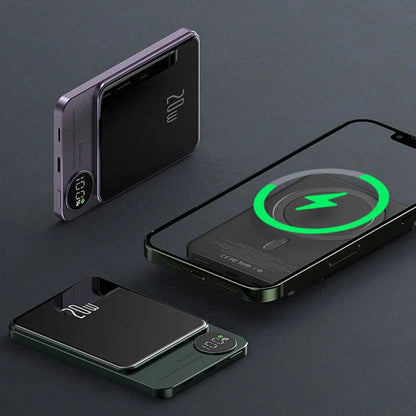 Draadloze magnetische snellader powerbank hoogcapaciteit back-up batterij
