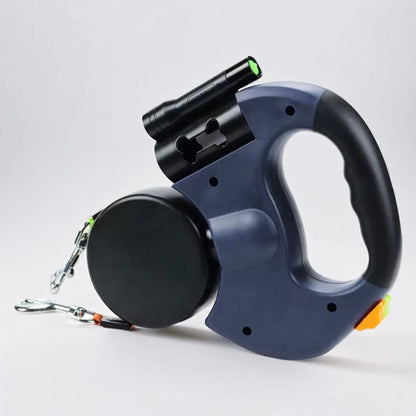 Dubbele Inrolbare Hondenriem met Zaklamp en Afvalzakhouder