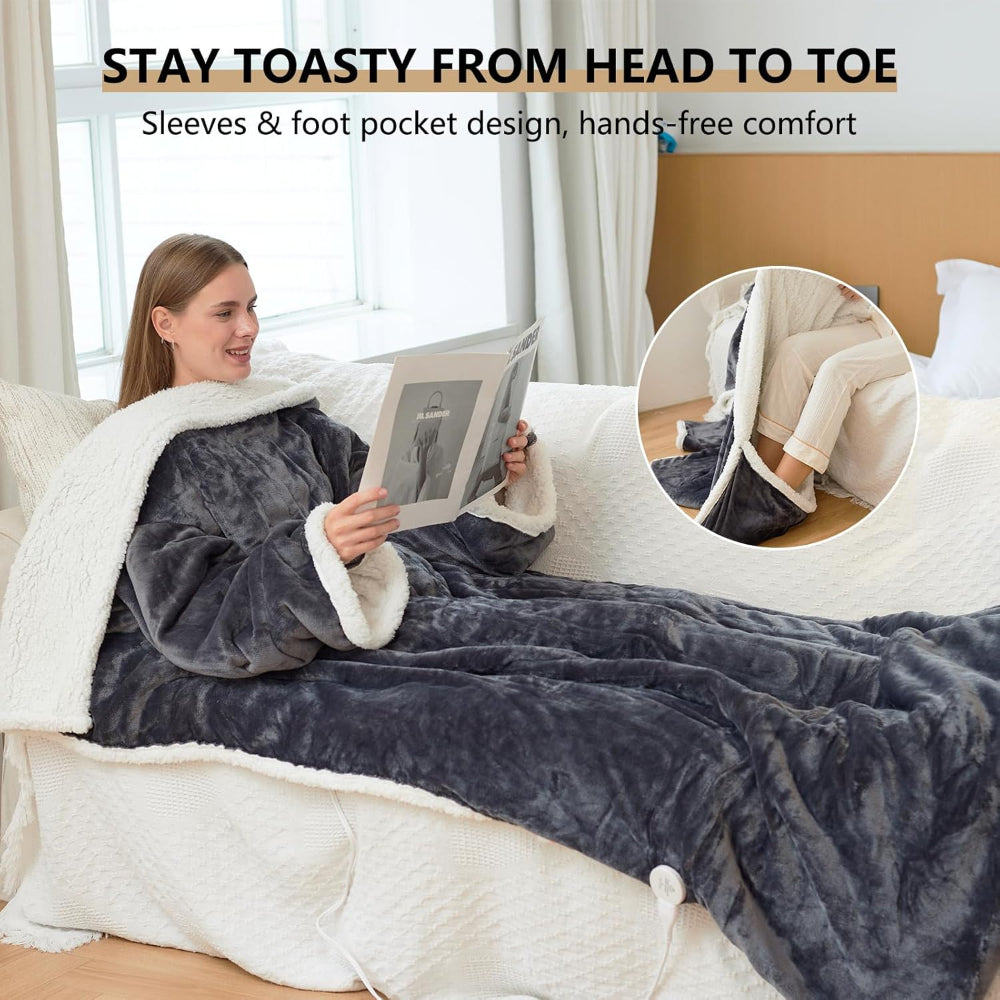 Draagbare Elektrische Dekens met Mouwen en Temperatuurregeling