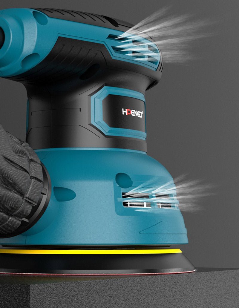 Excentrische schuurmachine 125mm met stofafzuiger en schuurpads