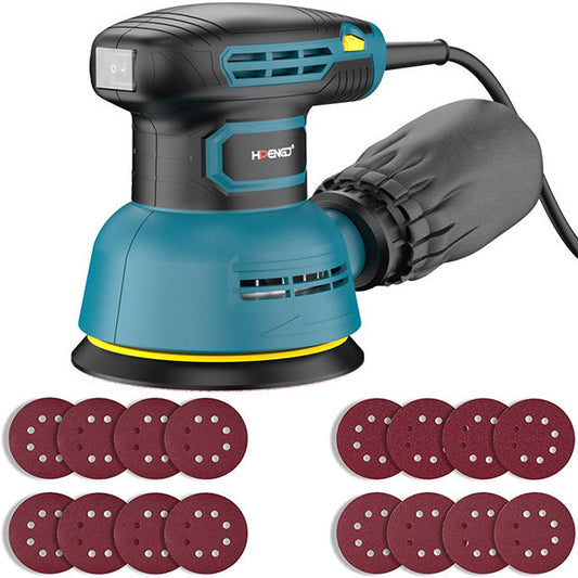 Excentrische schuurmachine 125mm met stofafzuiger en schuurpads