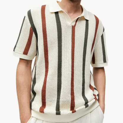 Gestreept Poloshirt Heren – Stijlvol Katoenen Poloshirt met Korte Mouwen