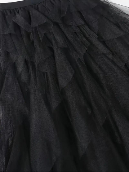 Rimpel-Mesh-Rok Dames – Elegante Rimpelrok voor Feestelijke Gelegenheden