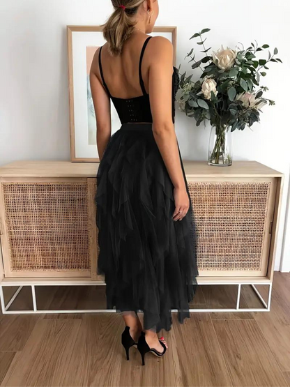 Rimpel-Mesh-Rok Dames – Elegante Rimpelrok voor Feestelijke Gelegenheden