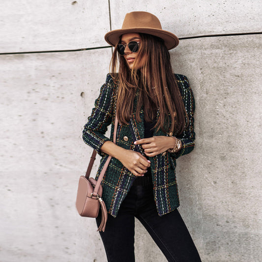 Blazer voor Dames – Geruite Blazer met Slim Fit en Stijlvolle Details