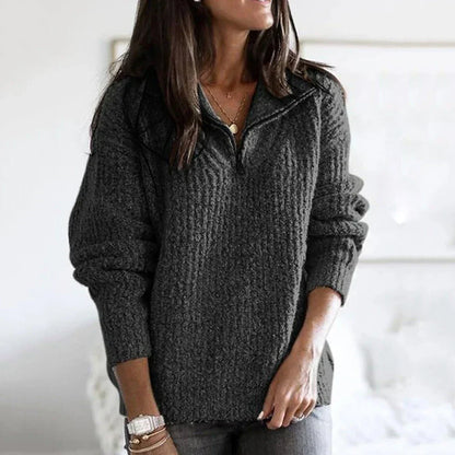 Damespullover met halve rits – Comfortabele trui voor dames, trendy en stijlvol