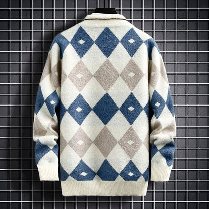 Pullover heren – Ruitpatroon trui van katoen voor casual en formele stijl
