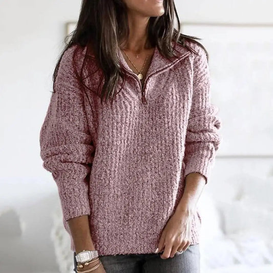 Damespullover met halve rits – Comfortabele trui voor dames, trendy en stijlvol