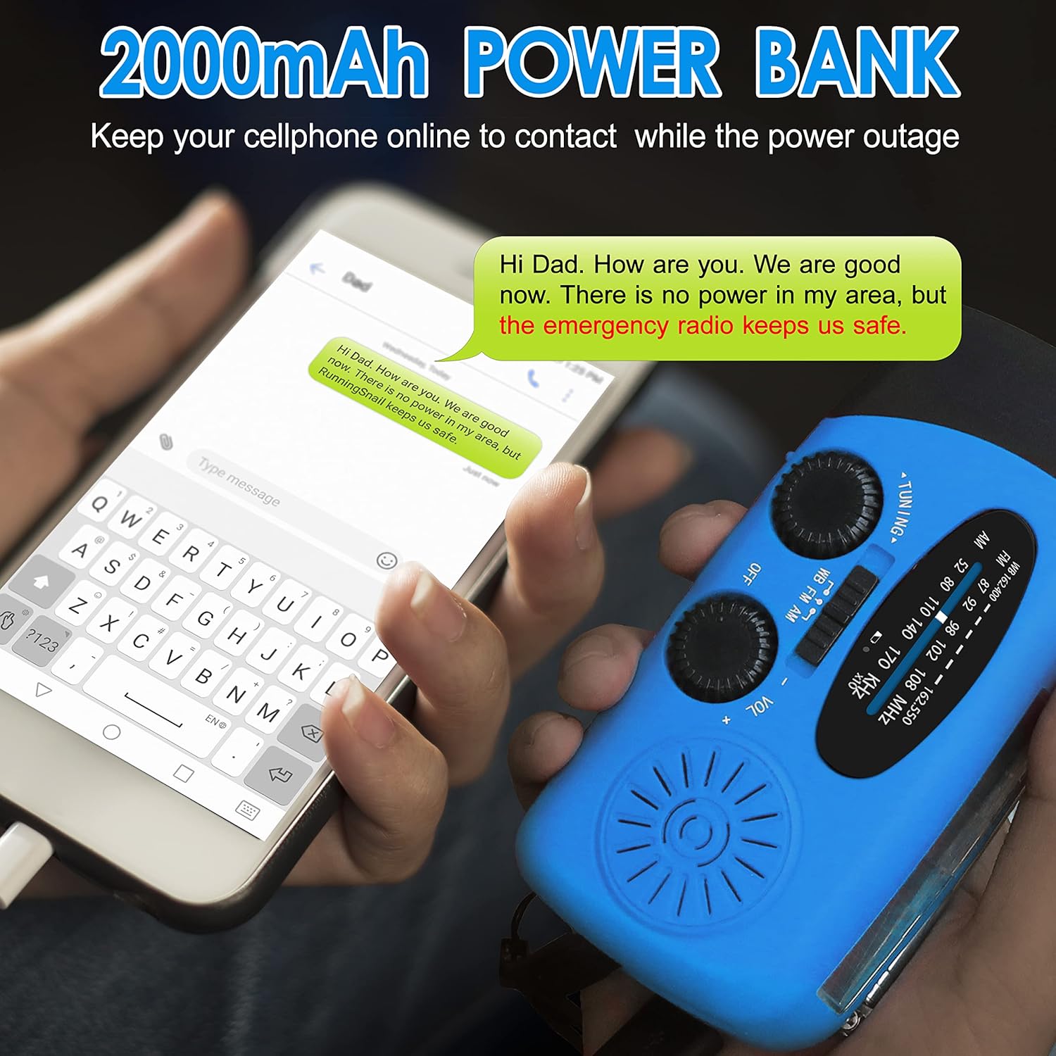 Handcrank Radio LED Zaklamp AM FM NOAA Weer Radio