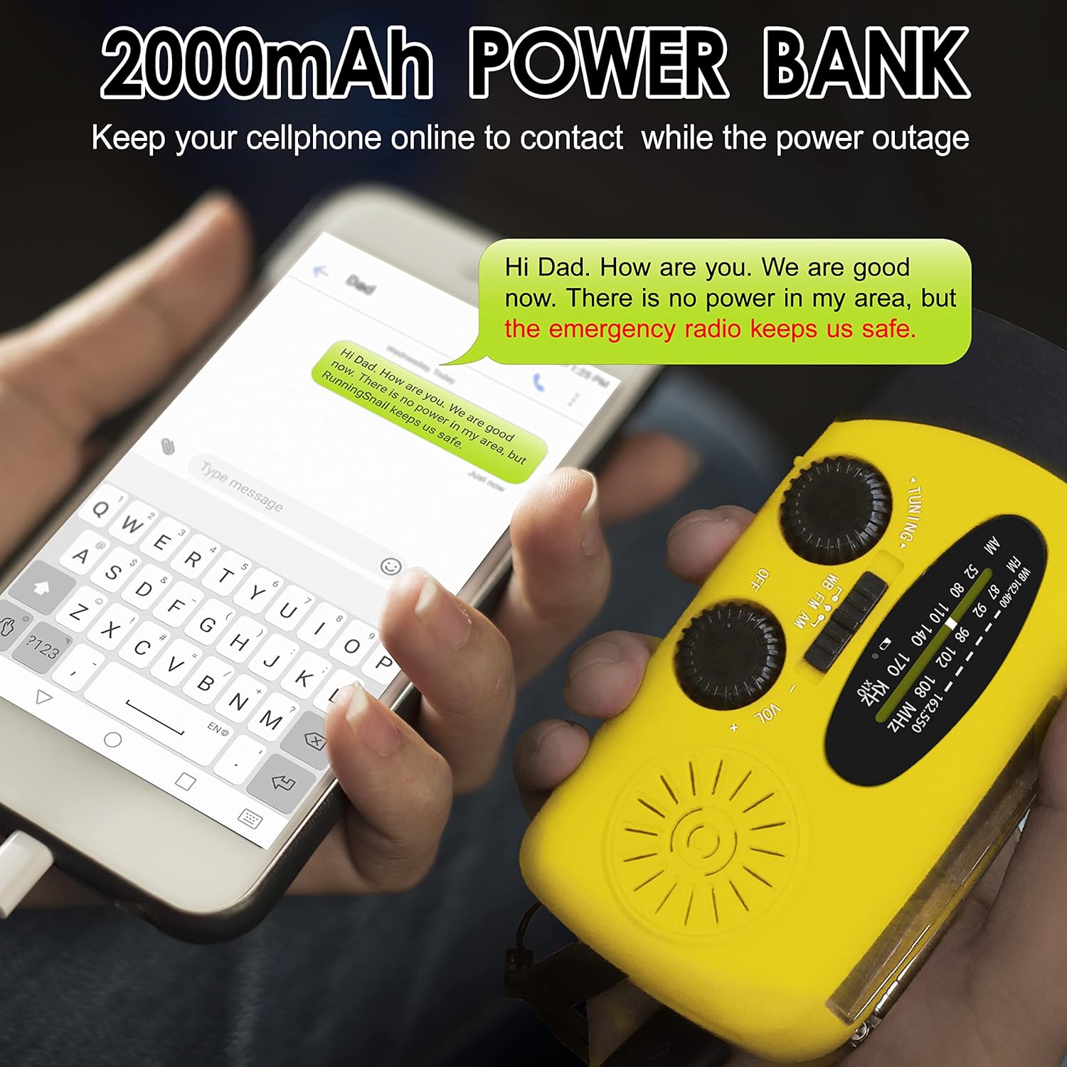 Handcrank Radio LED Zaklamp AM FM NOAA Weer Radio