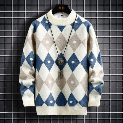 Pullover heren – Ruitpatroon trui van katoen voor casual en formele stijl
