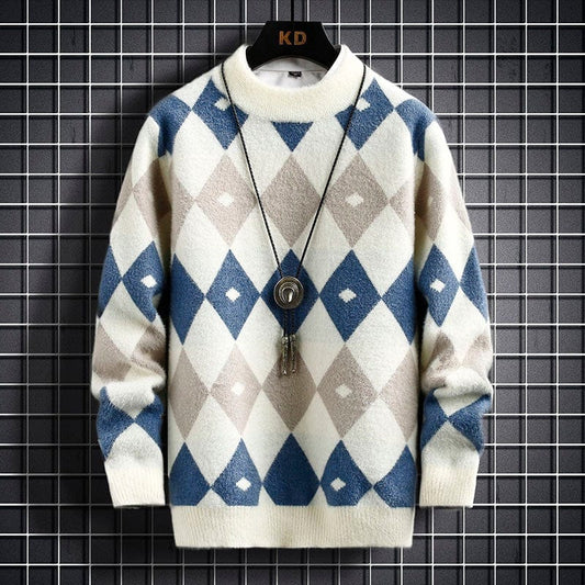 Pullover heren – Ruitpatroon trui van katoen voor casual en formele stijl