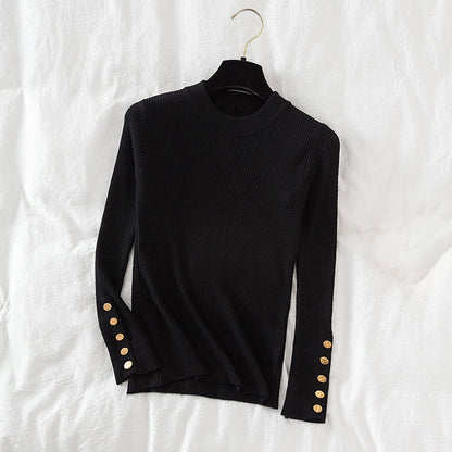 Trui dames – Elegante trui met knoopmouwen, stijlvol en comfortabel