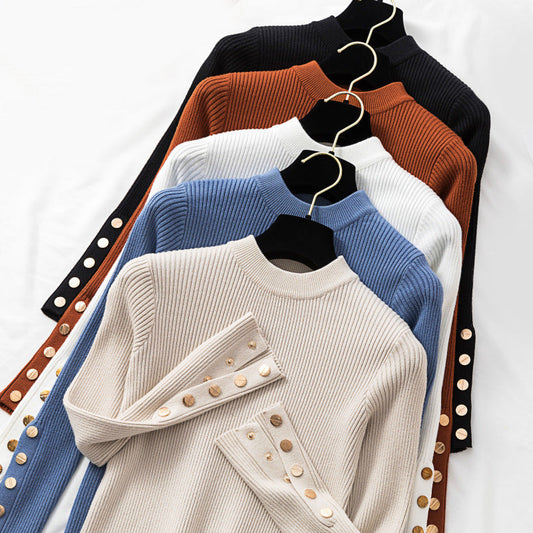 Trui dames – Elegante trui met knoopmouwen, stijlvol en comfortabel