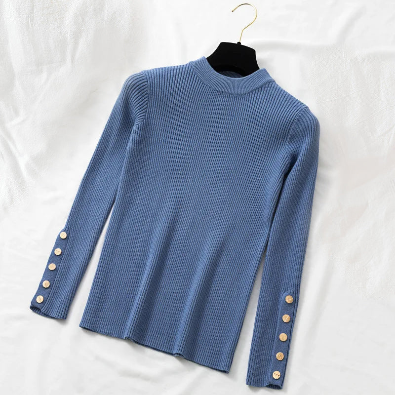 Trui dames – Elegante trui met knoopmouwen, stijlvol en comfortabel