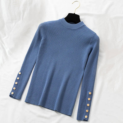 Trui dames – Elegante trui met knoopmouwen, stijlvol en comfortabel