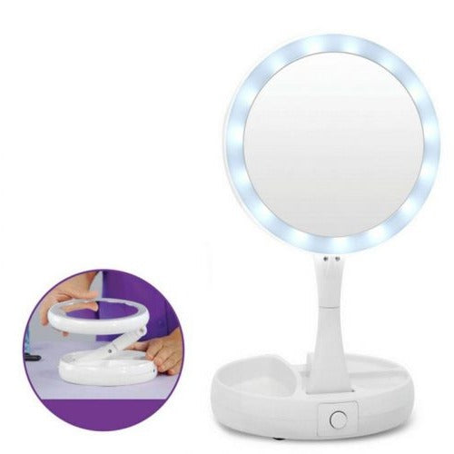 LED Opvouwbare Make-up Spiegel met Verlichting