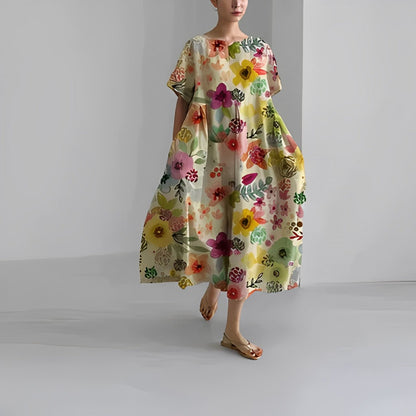 Bedrukte Jurk Dames – Elegante A-lijn Jurk met Floral Design voor Feestelijke Gelegenheden