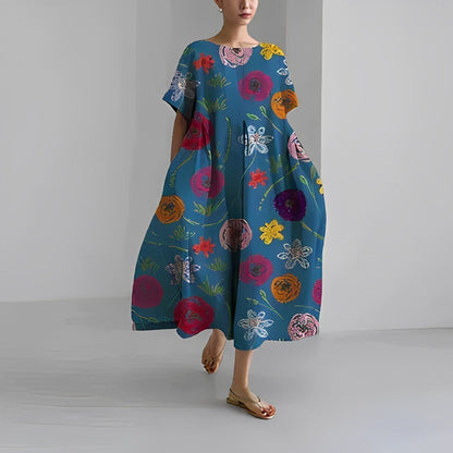 Bedrukte Jurk Dames – Elegante A-lijn Jurk met Floral Design voor Feestelijke Gelegenheden
