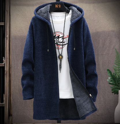 Heren Hoodie – Lange Hoodie met Zijzakken, Comfortabele Casual Mode