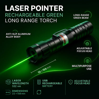 Oplaadbare Laserpointer Zaklamp Lange Bereik