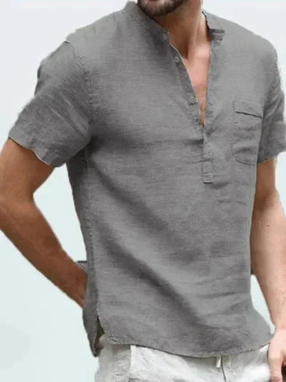 Korte mouwen overhemd heren – Casual overhemd met borstzak en comfortabele pasvorm
