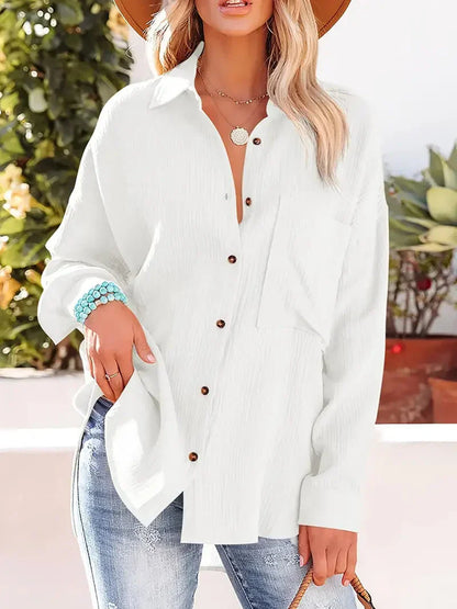 Losse blouse dames – Elegante blouse met korte mouwen en luchtige stof