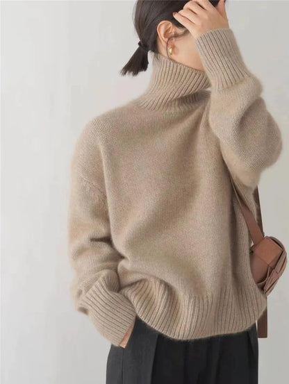 Trui Dames Col – Warme gebreide trui met hoge kraag voor casual stijl