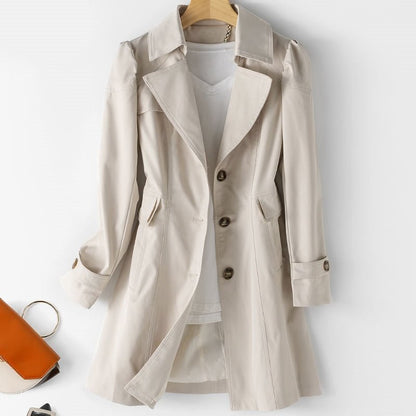 Jas voor Dames – Elegante Lange Jas van Katoen met Ceintuur voor Koud Weer